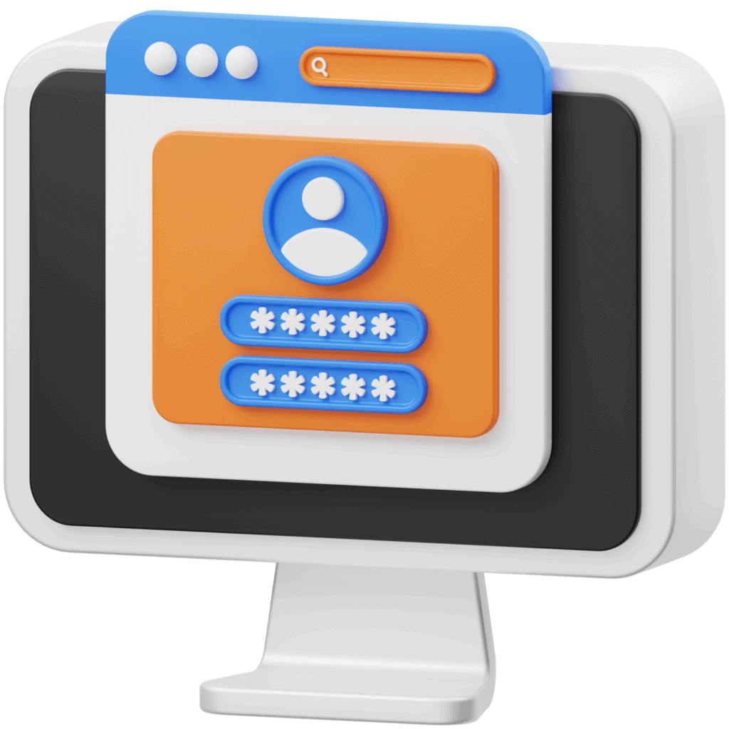 Illustration of user login interface on computer screen.